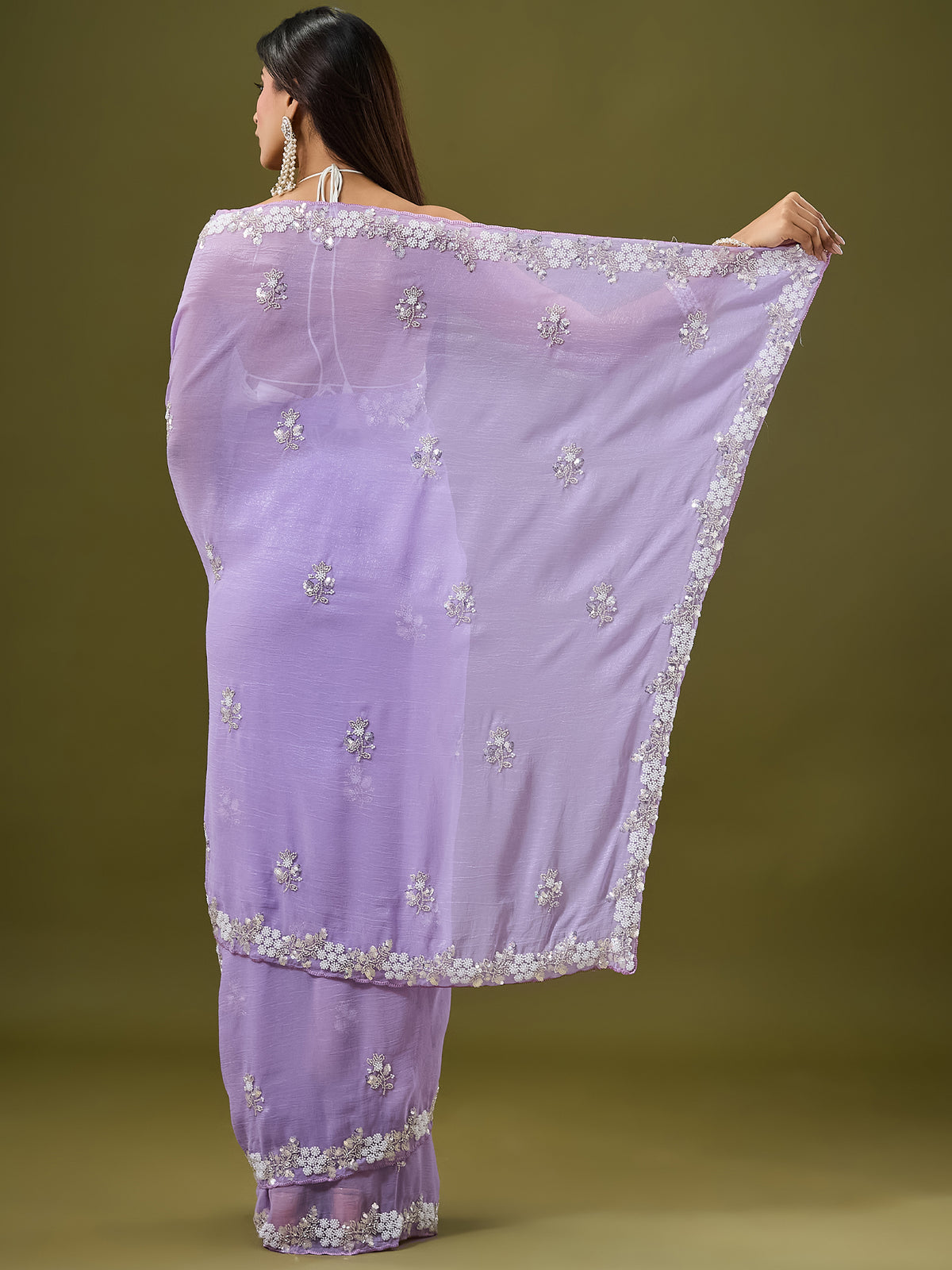 Women's Crunchy Crush Saree With Unstitched Blouse Piece