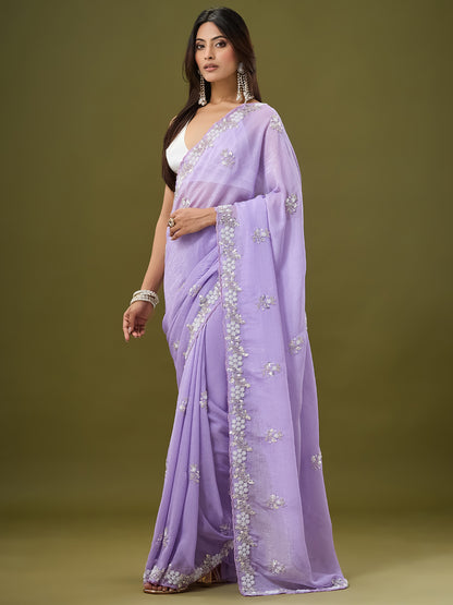 Women's Crunchy Crush Saree With Unstitched Blouse Piece