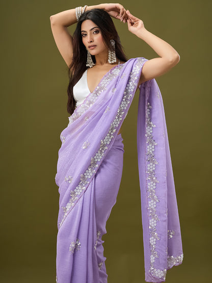 Women's Crunchy Crush Saree With Unstitched Blouse Piece