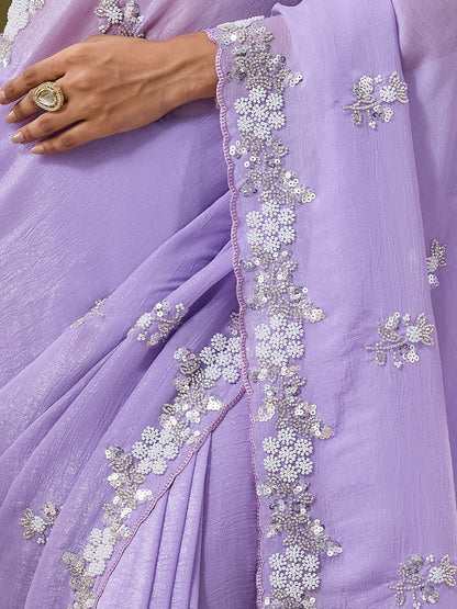 Women's Crunchy Crush Saree With Unstitched Blouse Piece