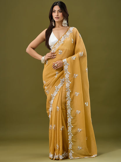 Women's Crunchy Crush Saree With Unstitched Blouse Piece