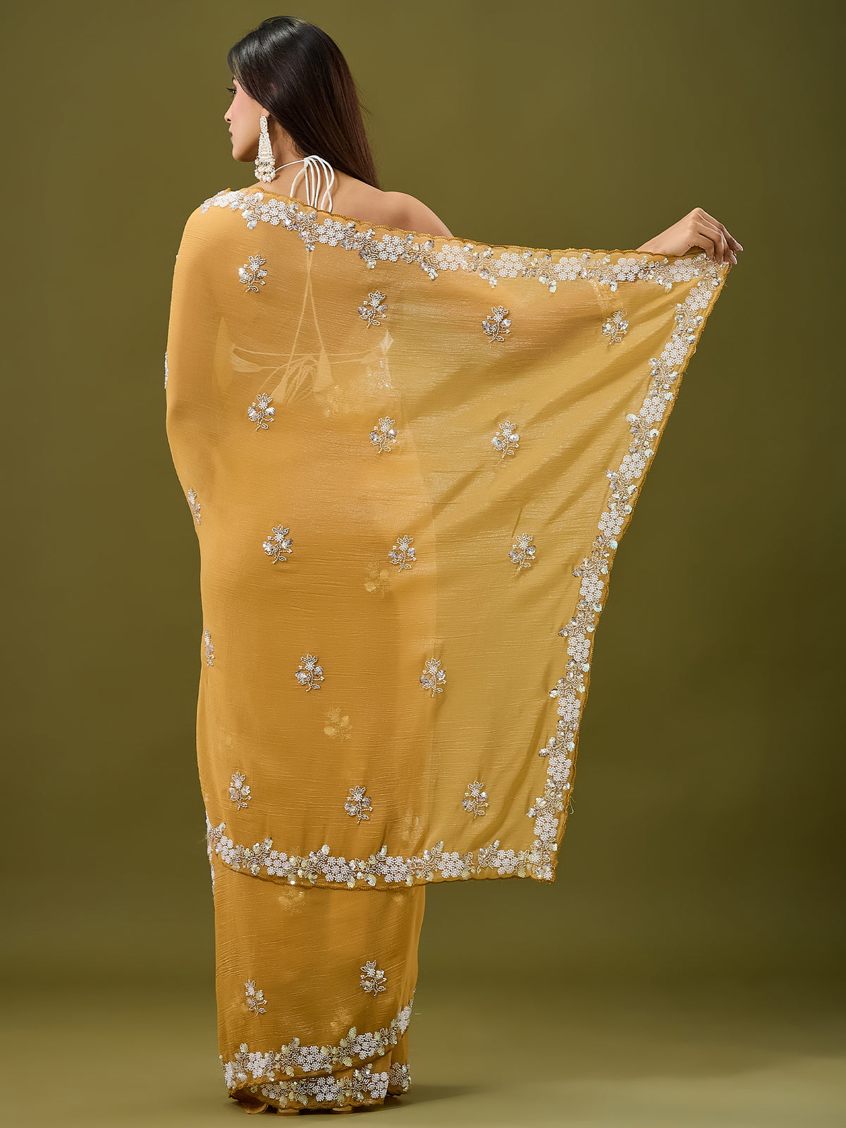 Women's Crunchy Crush Saree With Unstitched Blouse Piece