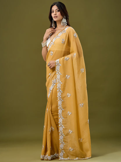 Women's Crunchy Crush Saree With Unstitched Blouse Piece