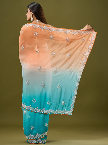 Women's Crunchy Crush Saree With Unstitched Blouse Piece