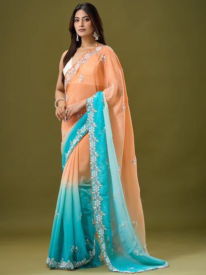 Women's Crunchy Crush Saree With Unstitched Blouse Piece