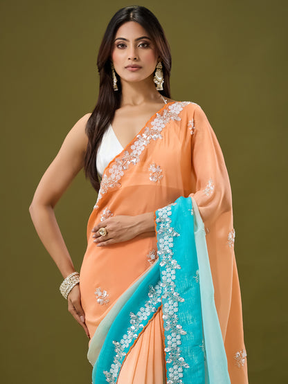 Women's Crunchy Crush Saree With Unstitched Blouse Piece