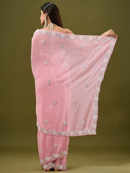 Women's Crunchy Crush Saree With Unstitched Blouse Piece