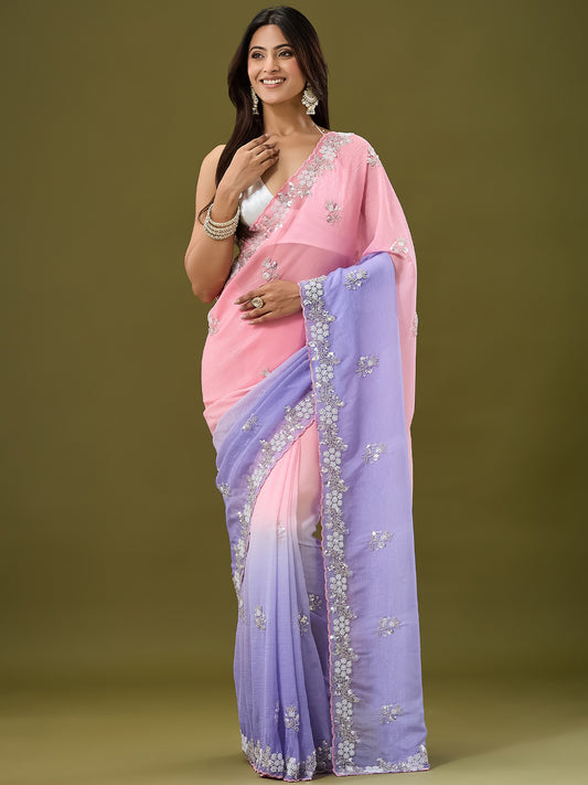 Women's Crunchy Crush Saree With Unstitched Blouse Piece