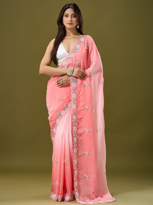 Women's Crunchy Crush Saree With Unstitched Blouse Piece