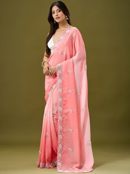Women's Crunchy Crush Saree With Unstitched Blouse Piece