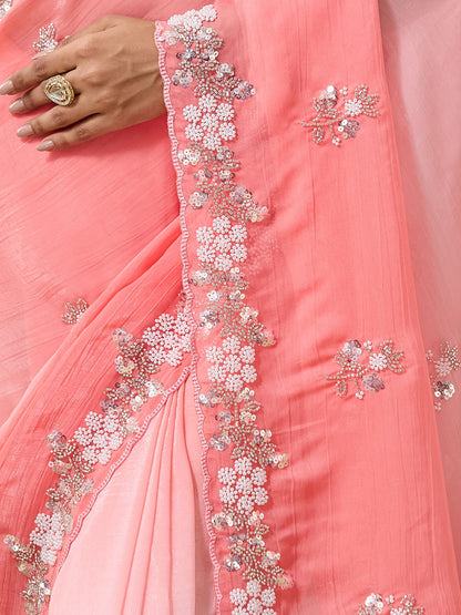 Women's Crunchy Crush Saree With Unstitched Blouse Piece