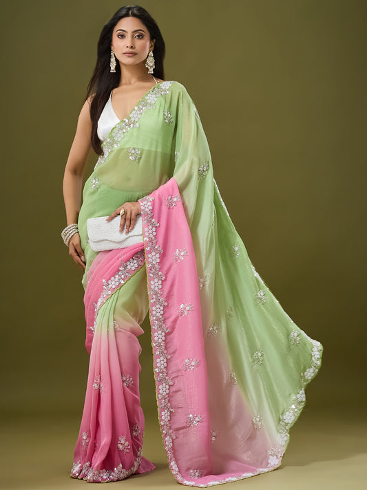 Women's Crunchy Crush Saree With Unstitched Blouse Piece