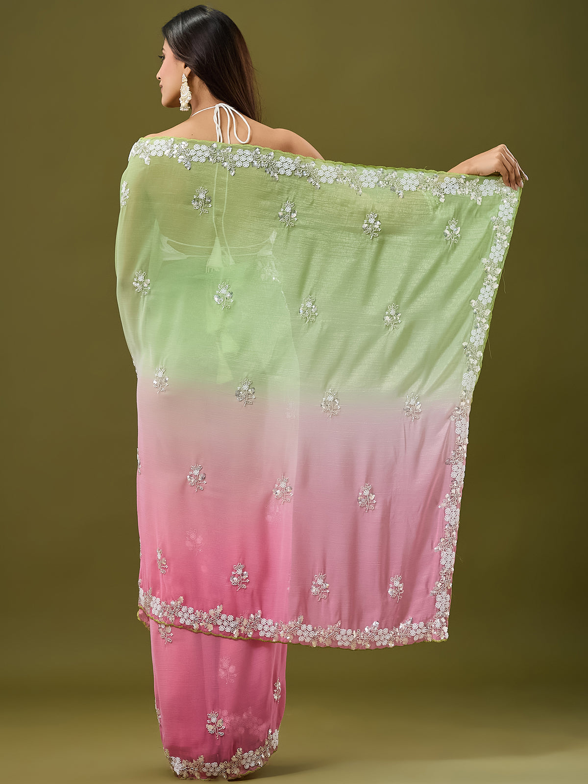 Women's Crunchy Crush Saree With Unstitched Blouse Piece
