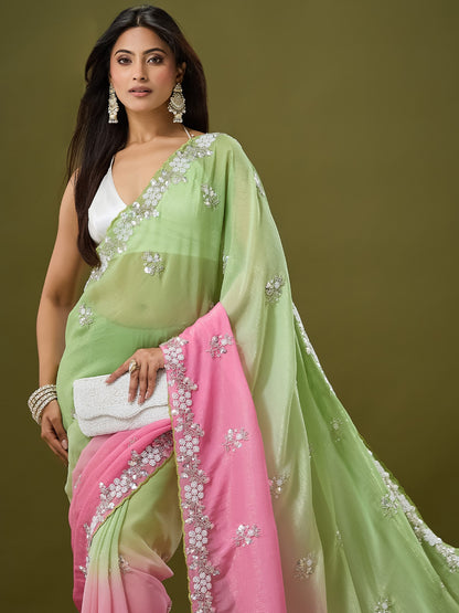 Women's Crunchy Crush Saree With Unstitched Blouse Piece