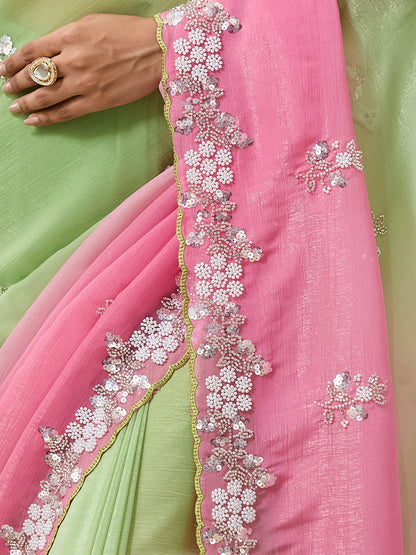 Women's Crunchy Crush Saree With Unstitched Blouse Piece