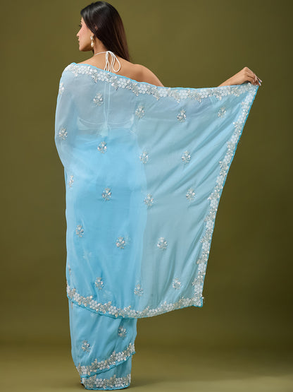 Women's Crunchy Crush Saree With Unstitched Blouse Piece