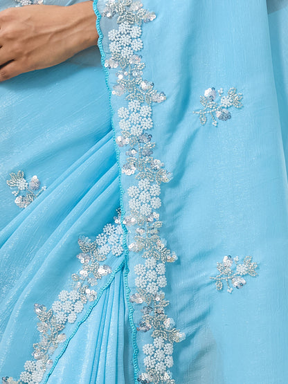 Women's Crunchy Crush Saree With Unstitched Blouse Piece
