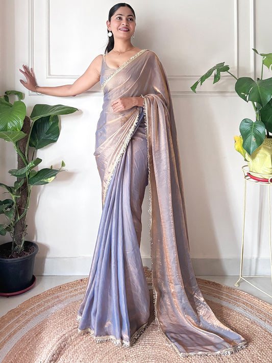 Women's Fendy Satin Saree With Unstitched Blouse Piece