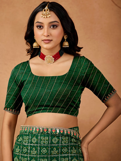 Women's Georgette Bandhani Saree With Unstitched Blouse Piece
