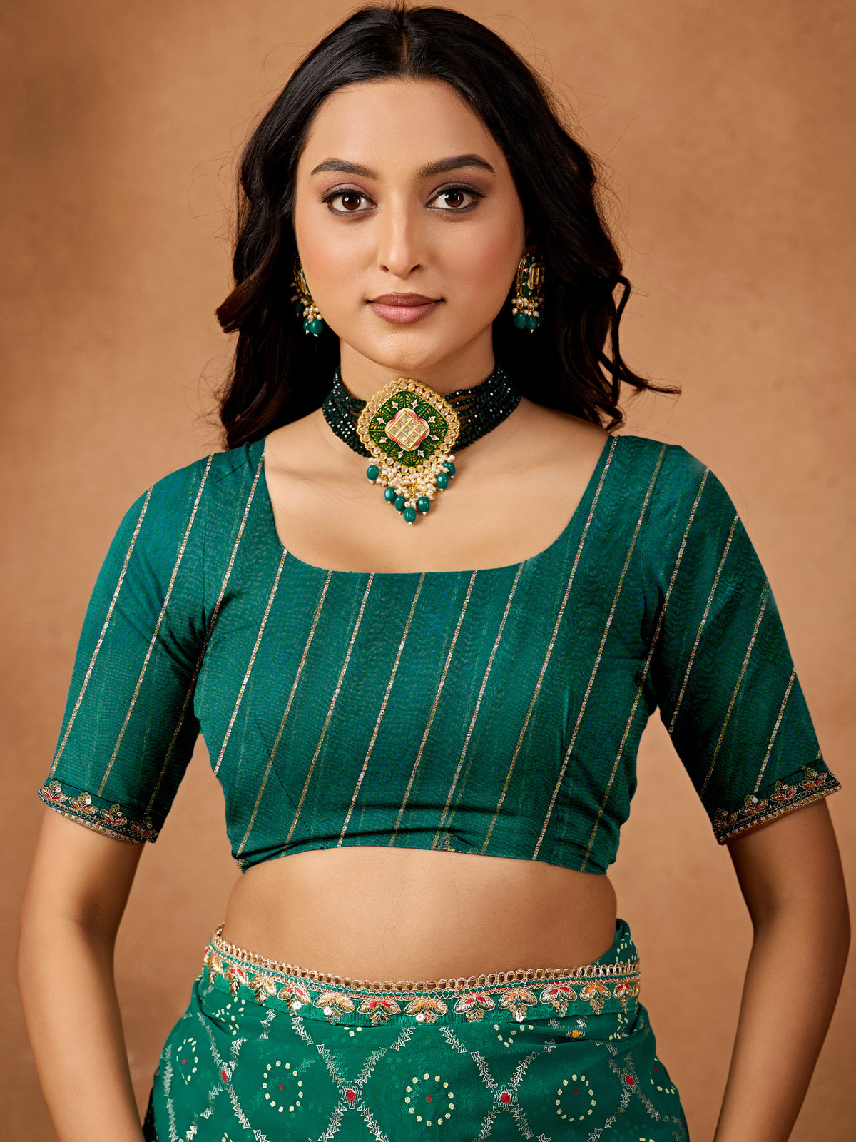 Women's Georgette Bandhani Saree With Unstitched Blouse Piece