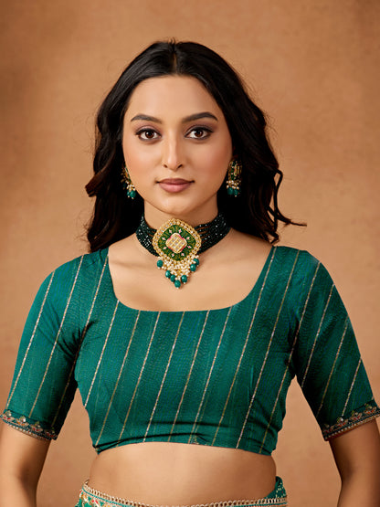 Women's Georgette Bandhani Saree With Unstitched Blouse Piece