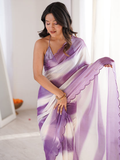 Women's Fendy Satin Saree With Unstitched Blouse Piece