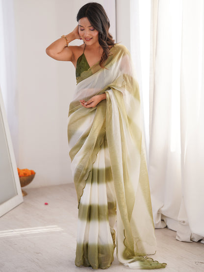 Women's Fendy Satin Saree With Unstitched Blouse Piece