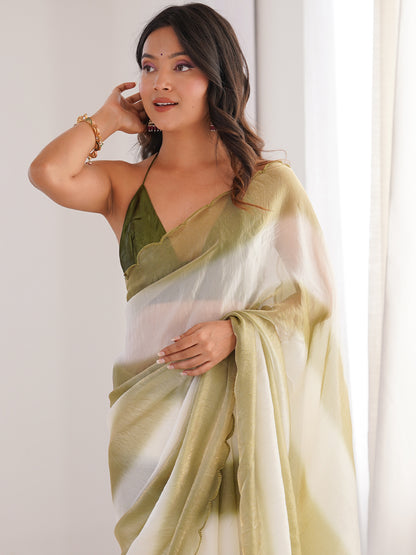 Women's Fendy Satin Saree With Unstitched Blouse Piece