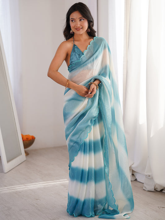 Women's Fendy Satin Saree With Unstitched Blouse Piece