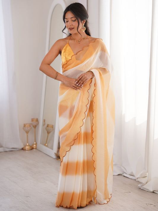 Women's Fendy Satin Saree With Unstitched Blouse Piece