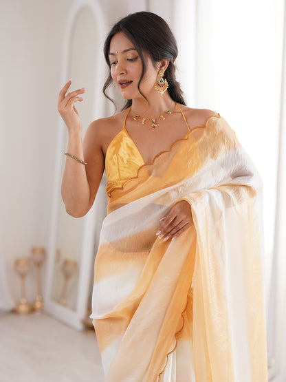 Women's Fendy Satin Saree With Unstitched Blouse Piece