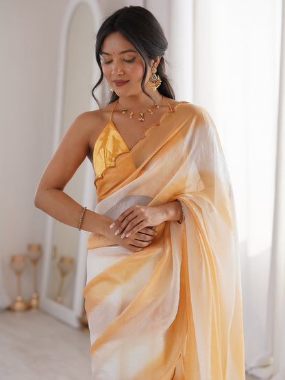 Women's Fendy Satin Saree With Unstitched Blouse Piece