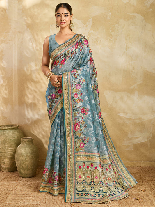 Women's Cotton Silk Saree With Unstitched Blouse Piece
