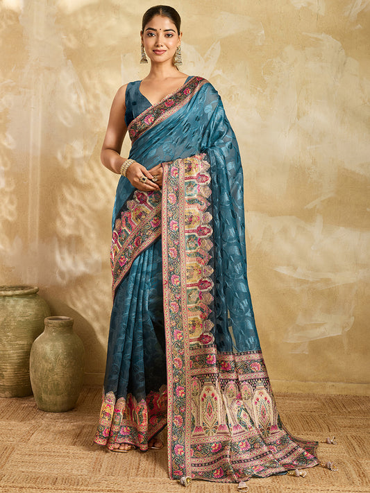 Women's Cotton Silk Saree With Unstitched Blouse Piece