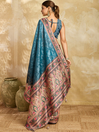 Women's Cotton Silk Saree With Unstitched Blouse Piece