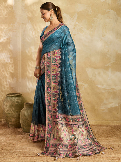 Women's Cotton Silk Saree With Unstitched Blouse Piece