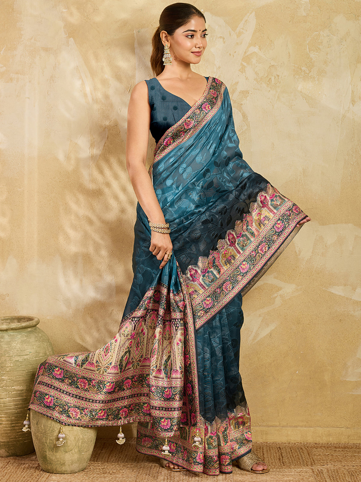 Women's Cotton Silk Saree With Unstitched Blouse Piece