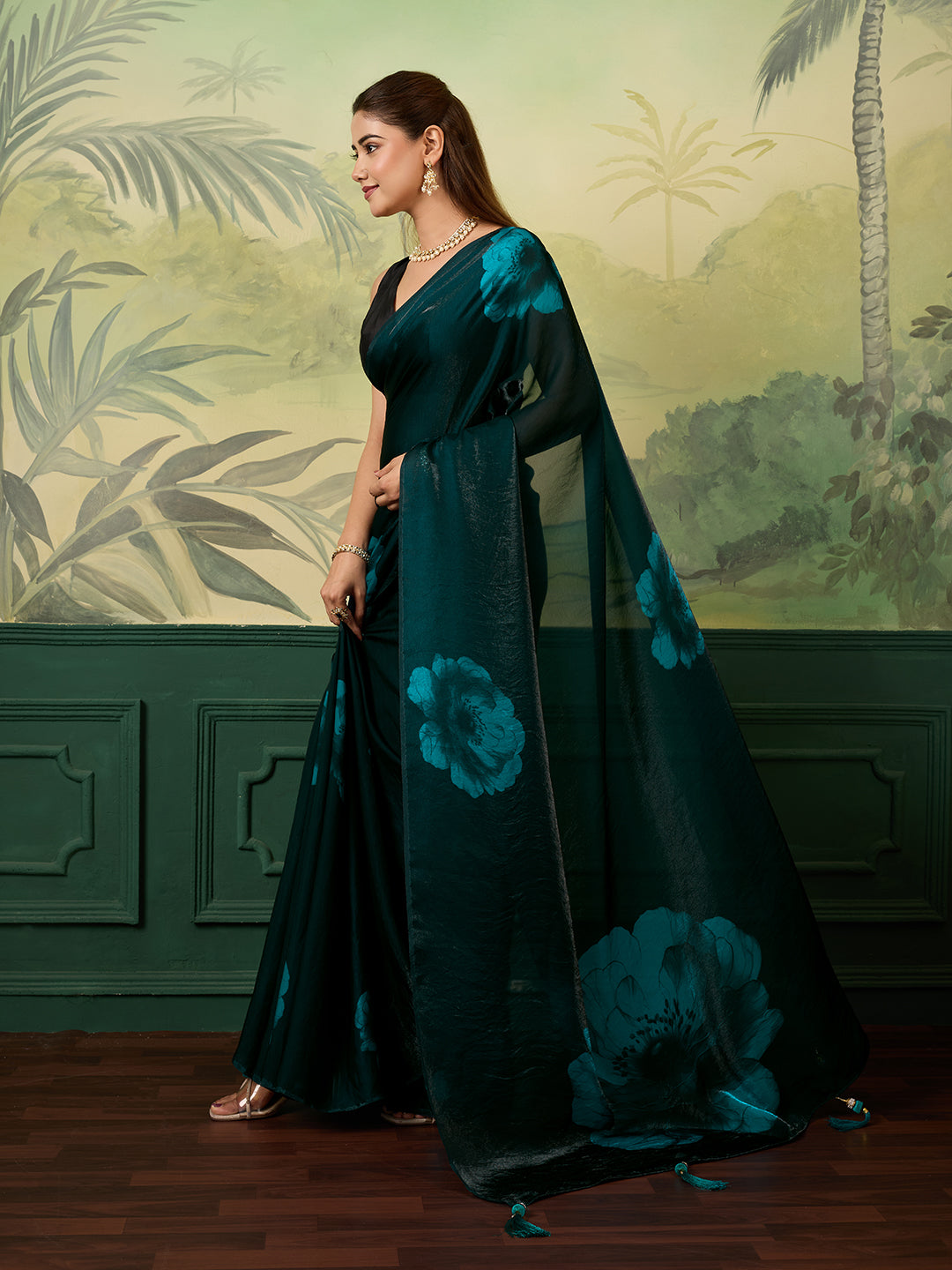 Women's Satin Silk Saree With Blouse Piece
