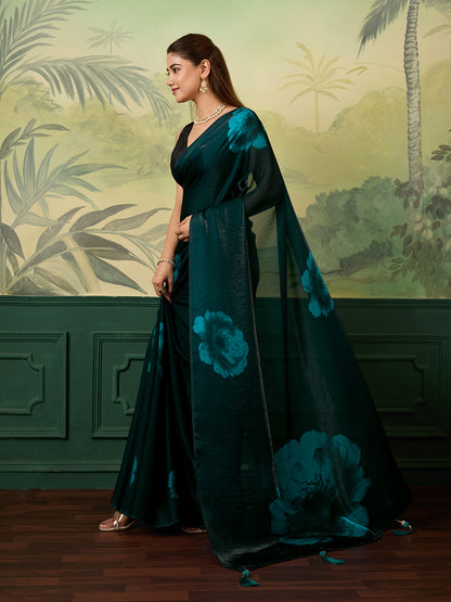 Women's Satin Silk Saree With Blouse Piece