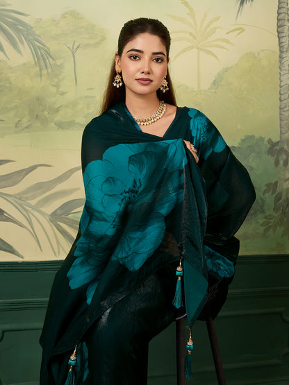 Women's Satin Silk Saree With Blouse Piece