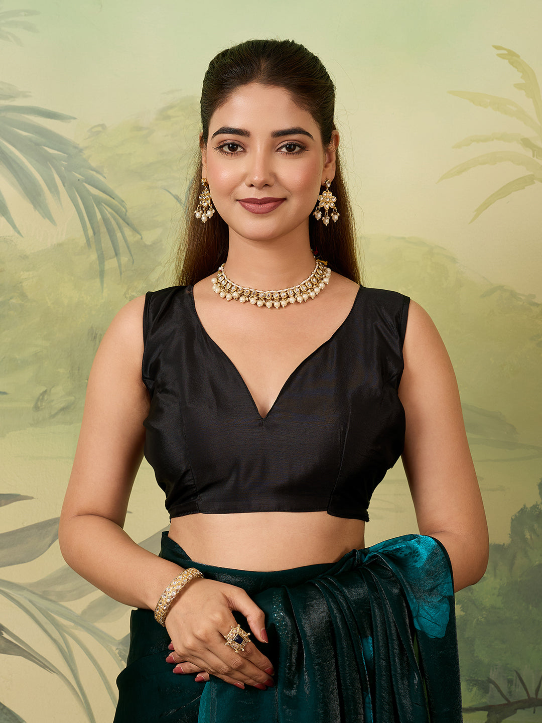 Women's Satin Silk Saree With Blouse Piece