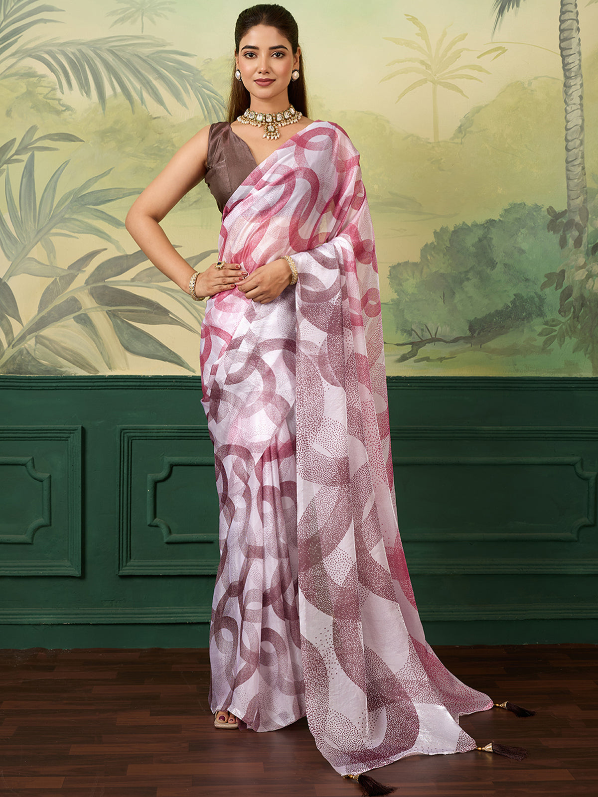 Women's Satin Silk Saree With Blouse Piece