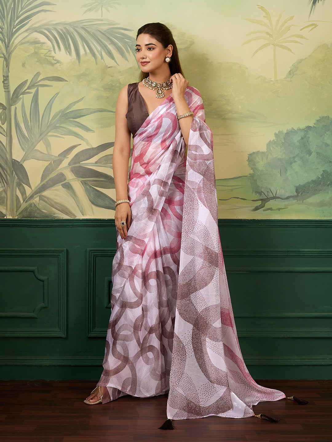 Women's Satin Silk Saree With Blouse Piece