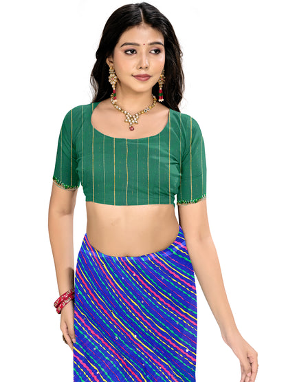 Women's Chiffon Leheriya Saree With Unstitched Blouse Piece