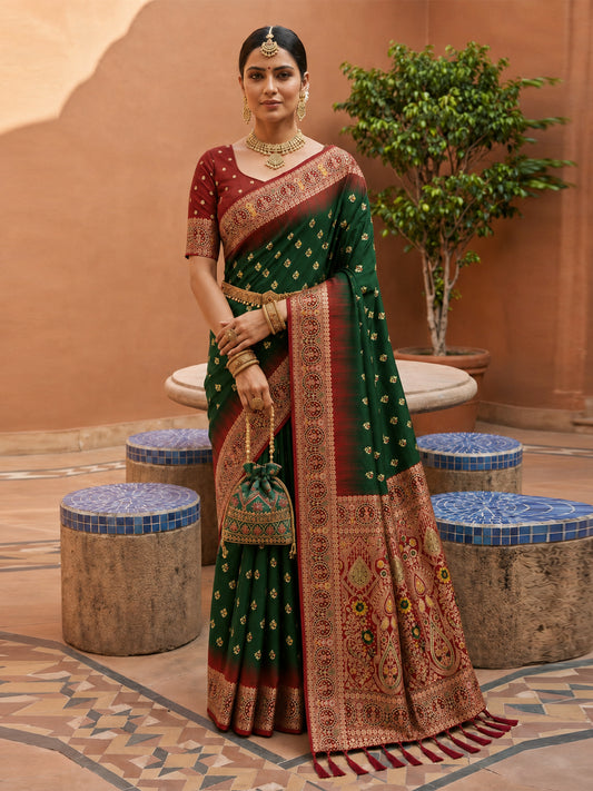 Women's Banarasi Silk Saree With Unstitched Blouse Piece