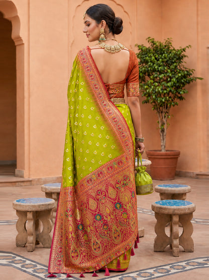 Women's Banarasi Silk Saree With Unstitched Blouse Piece