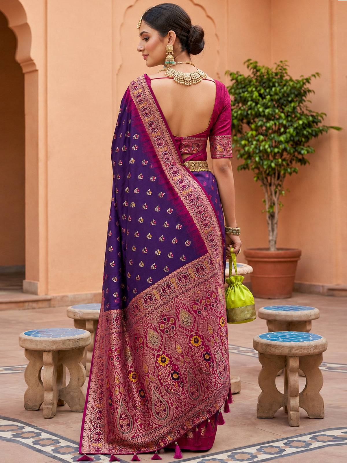 Women's Banarasi Silk Saree With Unstitched Blouse Piece