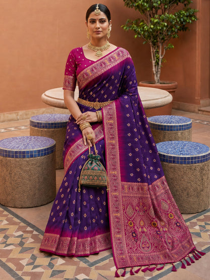Women's Banarasi Silk Saree With Unstitched Blouse Piece