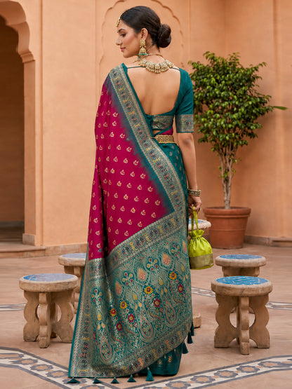 Women's Banarasi Silk Saree With Unstitched Blouse Piece