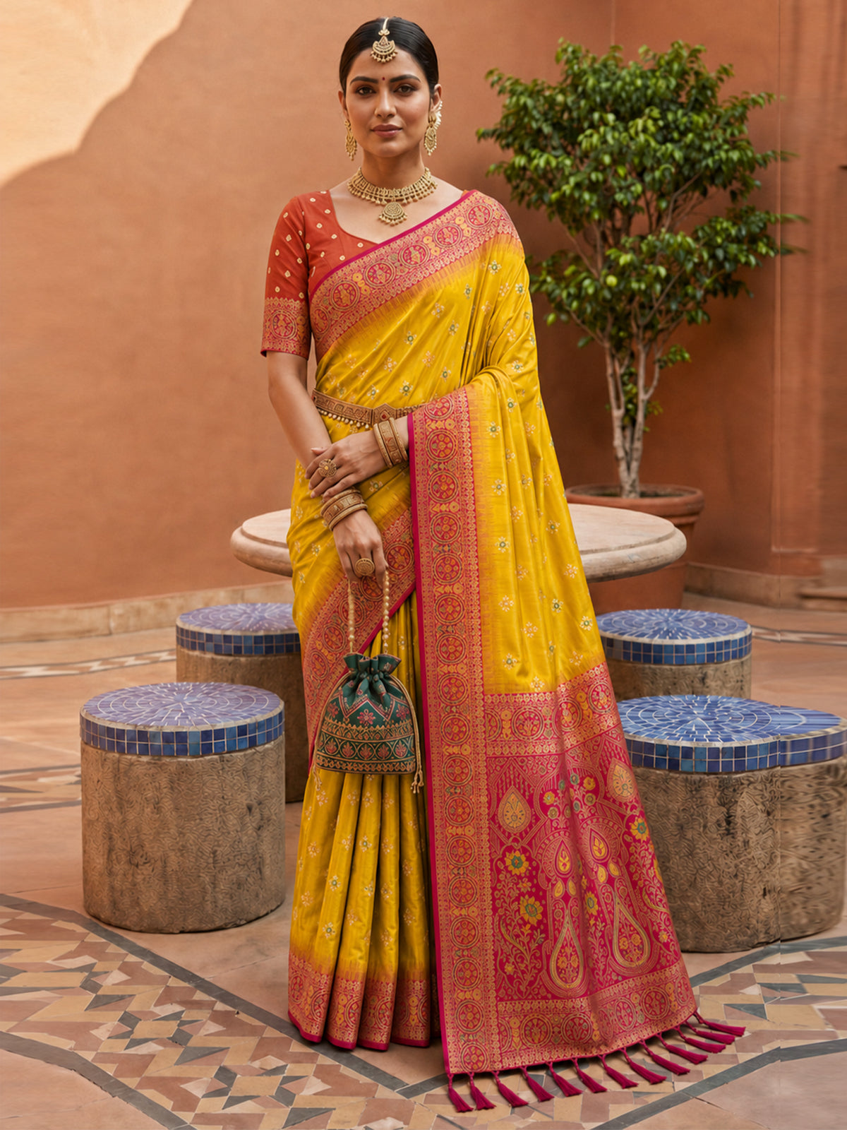 Women's Banarasi Silk Saree With Unstitched Blouse Piece